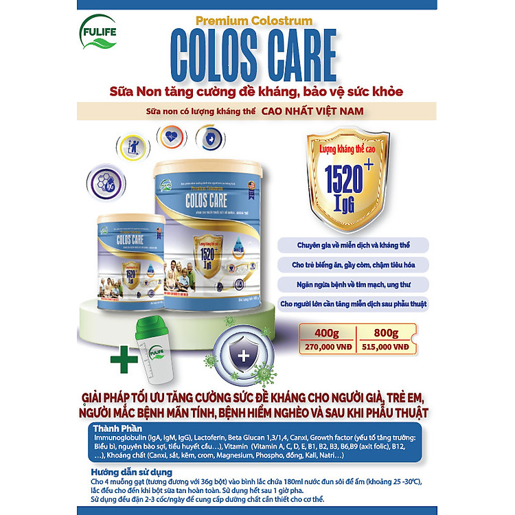 Mua Sữa Non Colos Care Tăng Đề Kháng 400g Chất lượng Ưu đãi - Hình ảnh 4