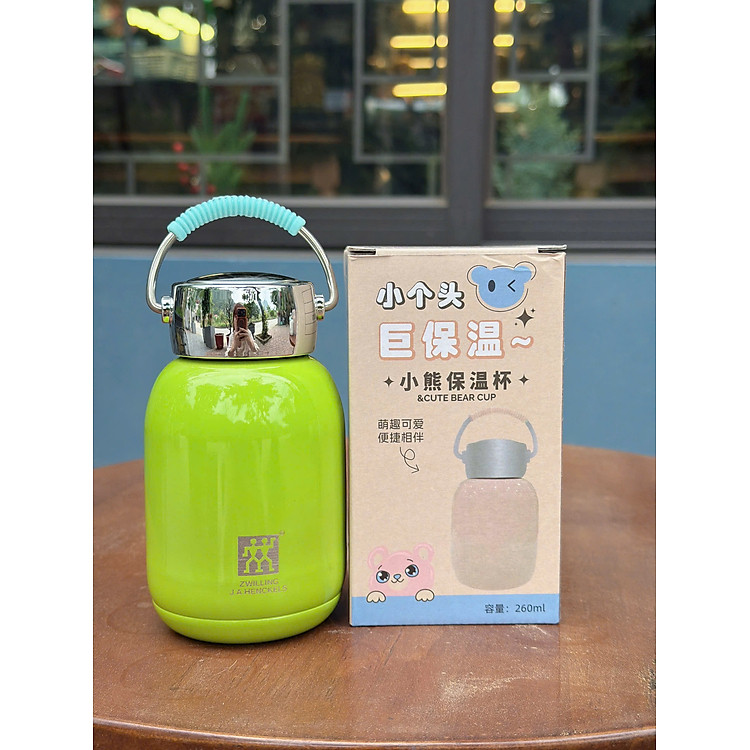 Bình Giữ Nhiệt Mini ZWILLING J.A. Henckels 260ml – Bình Giữ Nhiệt Mini Inox SU304 Cao Cấp, Có Quai Xách Silicon, Giữ Nóng Lạnh 12 Giờ, Phù Hợp 4 Mùa - HÀNG CHÍNH HÃNG MINIIN