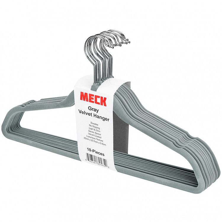 Móc Treo Quần Áo Máng Bọc Nhung MECK (10 Cái): Velvet Coat Suit Clothes Hangers