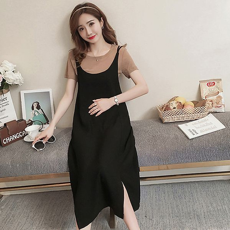 ĐẦM BẦU HÈ THU YẾM ÁO FONT NÂU DR2375