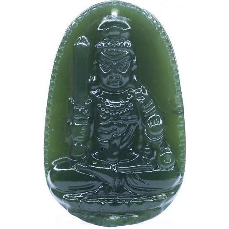 Mặt dây chuyền Bất Động Minh Vương Ngọc Bích tự nhiên - Phật Độ Mạng cho người tuổi Dậu - PBMNEP07 (Mặt kèm sẵn dây đeo)