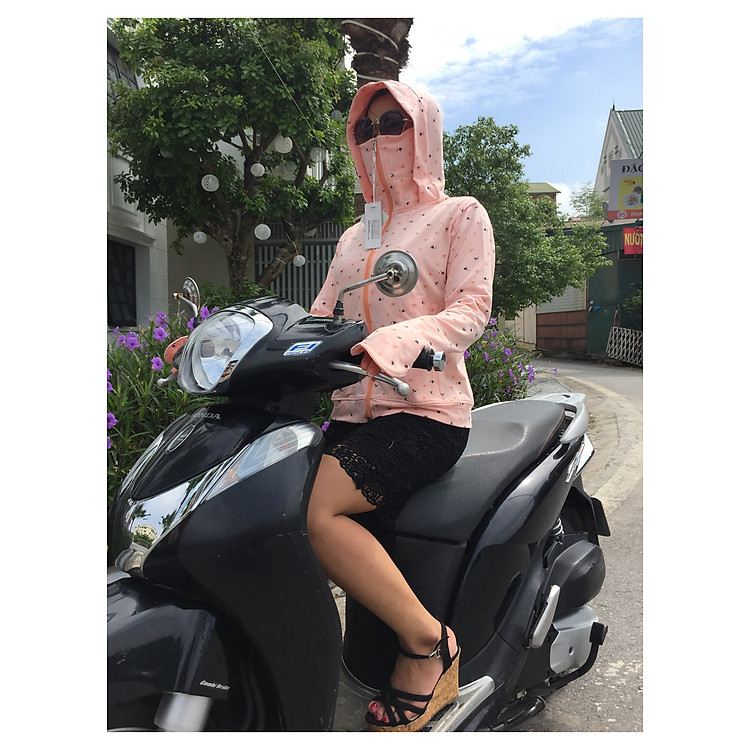 Áo khoác chống nắng nữ - Chống Tia UV (Có túi kéo khóa bên trong) - Hồng Cam Họa Tiết