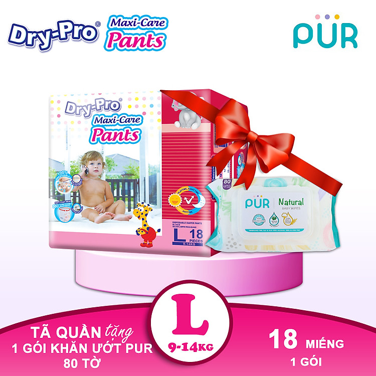 Tìm mua tại Avakids:Combo Tã Dry-Pro L18 + Khăn ướt Pur, tràn ngập Khuyến mãi, Ưu đãi