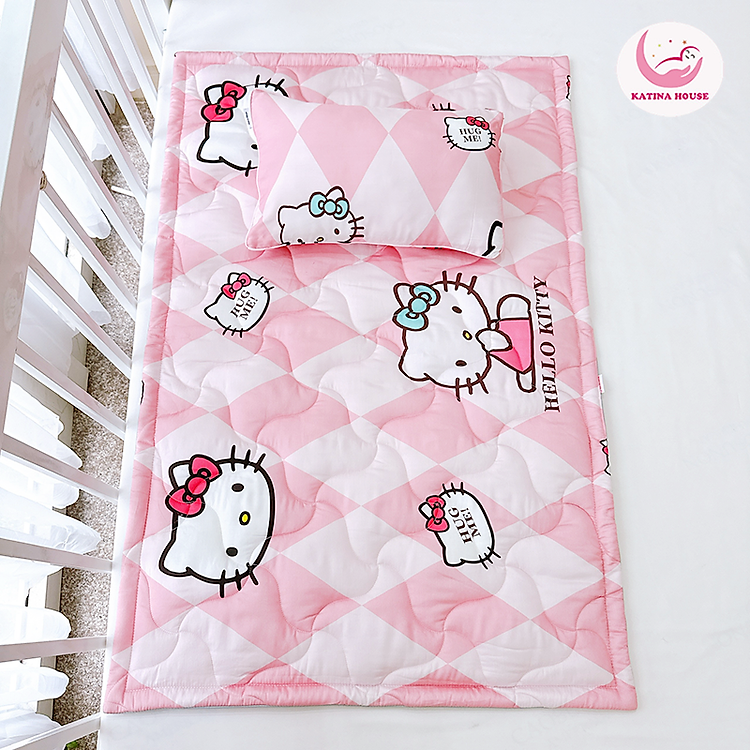 Bộ gối nệm cho bé mầm non 2-5 tuổi Katina House, vải tencel cực mềm mát thấm hút tốt