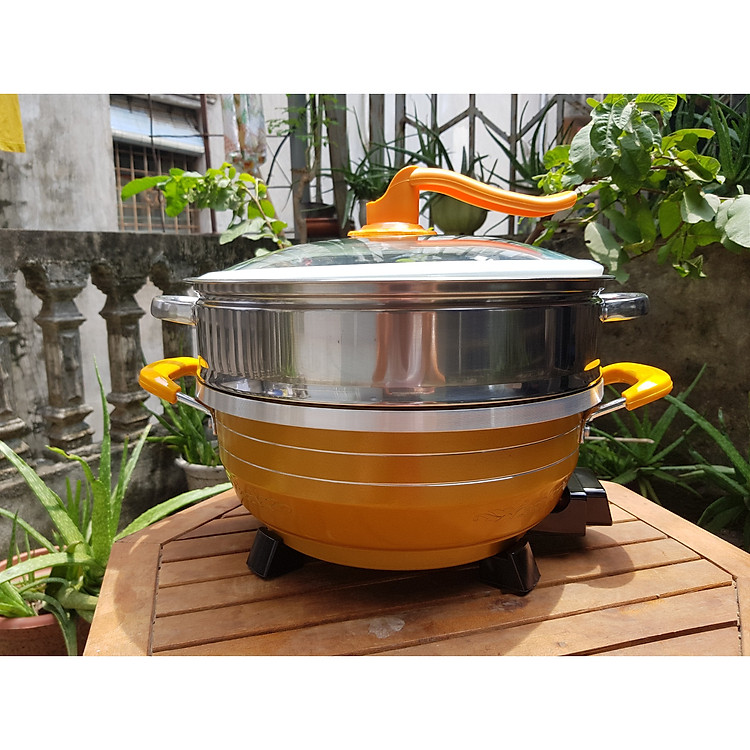 Nồi, Chảo Điện Đa Năng Nấu Lẩu 2 Tầng Hấp