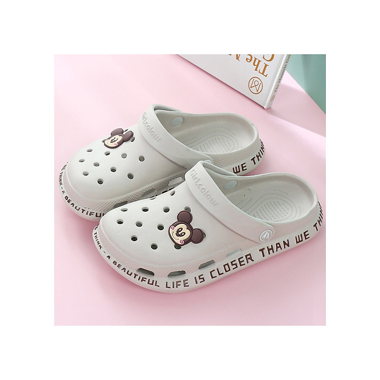 Dép Sục Unisex Chất Liệu Cao Su Siêu Nhẹ Chống Trơn Trượt Tặng Kèm 10 Miếng Trang Trí Đính Trên Dép