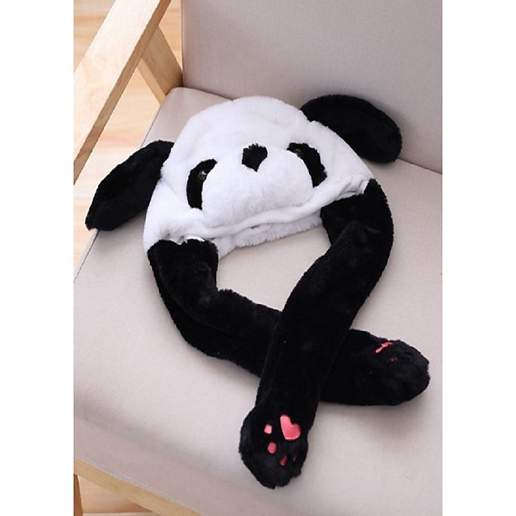 Mũ Gấu Trúc Tai Giật Kpop Siêu Hot Màu Trắng Đen 52x20cm