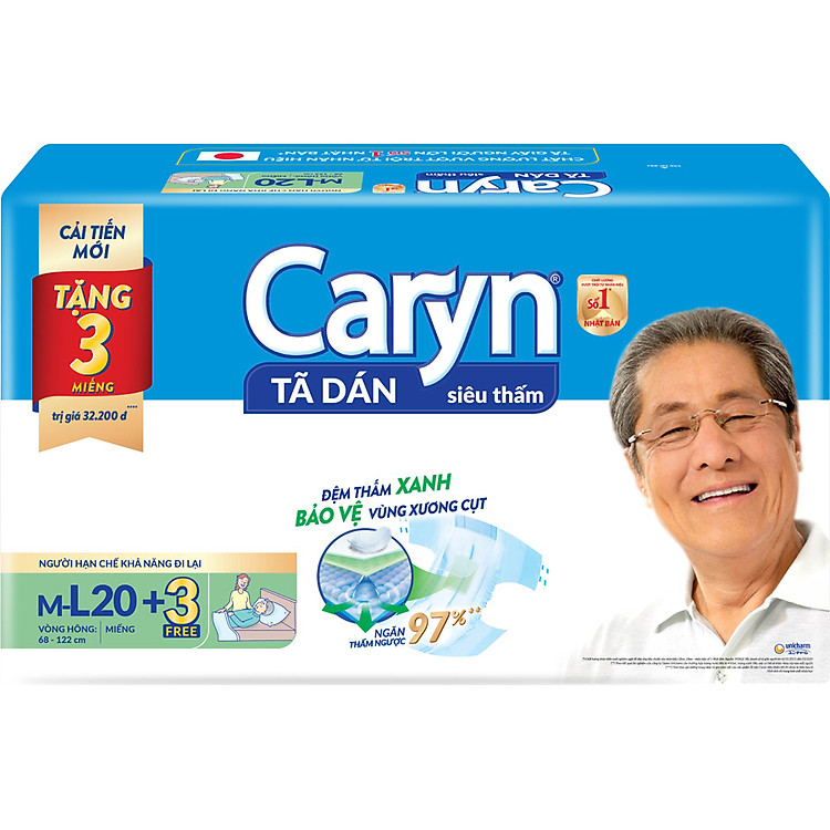 Tã Dán Người Lớn Caryn M-L20 - Tặng 3 Miếng