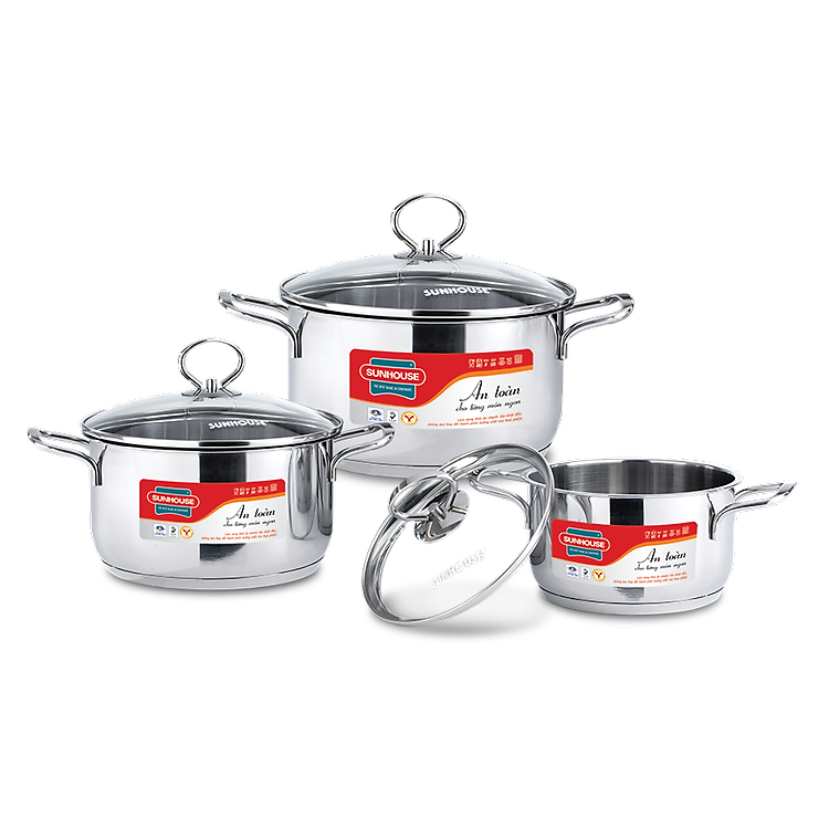 Bộ nồi inox 5 đáy cao câp Sunhouse SH888 - Hàng chính hãng