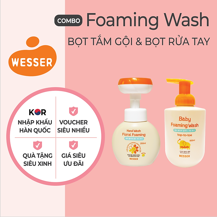 Tham Khảo tại ConCung: Combo Bọt tắm gội và rửa tay Wesser , nhận ngay nhiều Ưu đãi