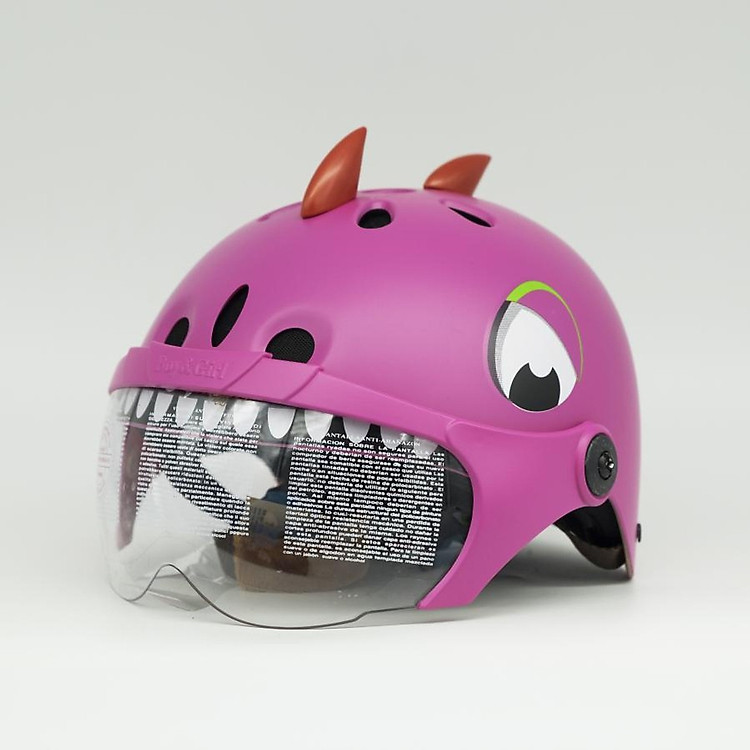 Mũ Bảo Vệ Đầu cho bé _ Mũ Bảo Hiểm Trẻ Em N088 Khủng Long có kính chống bụi, chống nắng _ Khủng long hình thú sừng siêu ciu_ Lồng ép nhiệt nhiều lỗ thông gió, thoáng khí