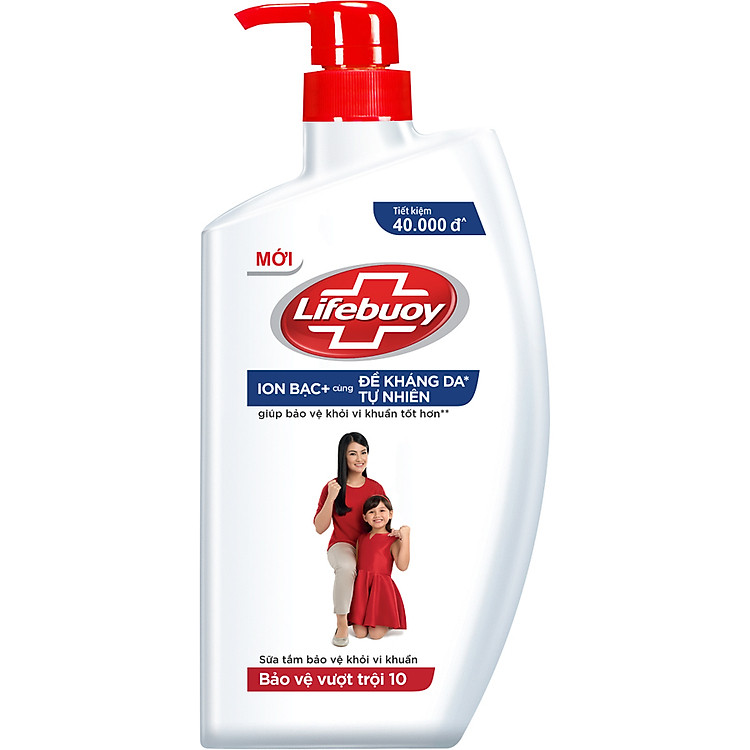 Sữa Tắm Lifebuoy Sạch Khuẩn Bảo Vệ Khỏi 99.9% Vi Khuẩn Chứa Ion Bạc+ Hỗ Trợ Cùng Đề Kháng Da Tự Nhiên Chai 800G
