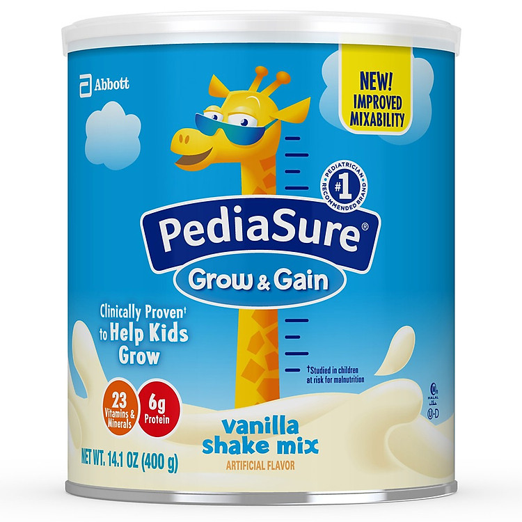 Sữa bột dinh dưỡng PediaSure Grow & Gain hương Vani 400gr (Mẫu mới - Non-GMO)