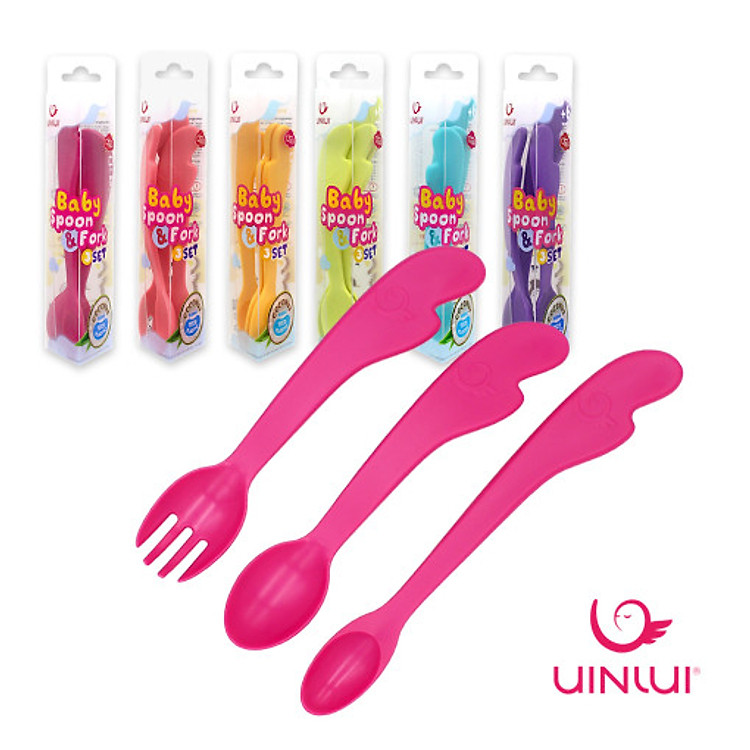 Bộ thìa dĩa ăn dặm UINLUI - Hồng Đào Chính hãng Ưu đãi - Hình ảnh 4