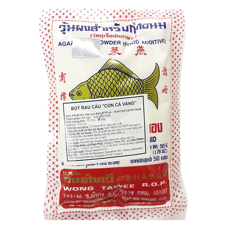 Bột Rau Câu Con Cá Vàng Agar - Agar 50G