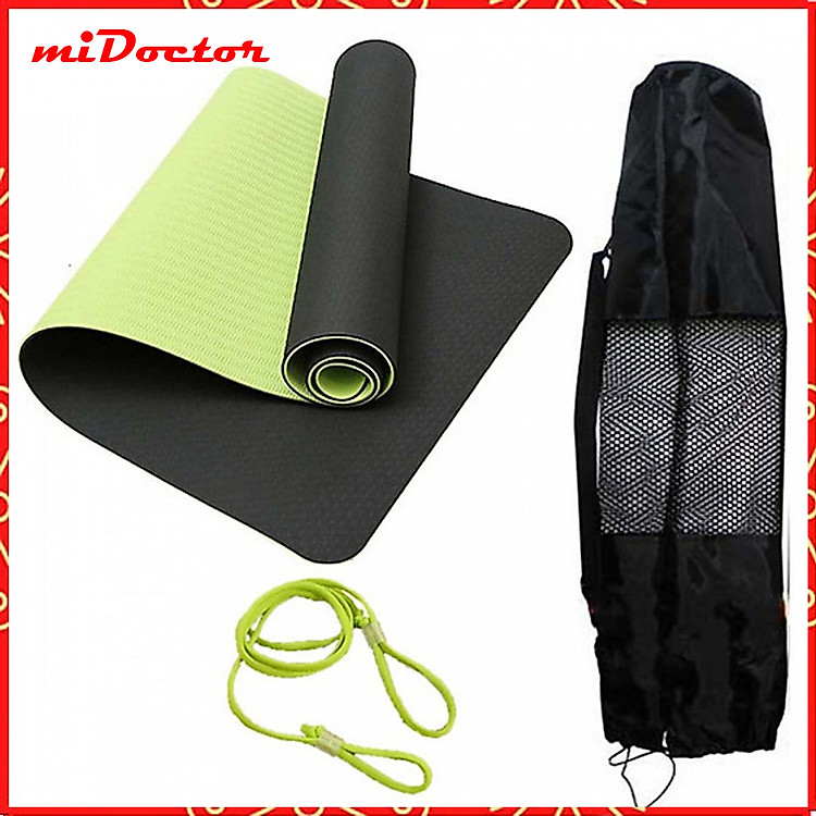 Thảm Tập Yoga miDoctor + Bao Tập Thảm Yoga + Dây Buộc Thảm (Giao Màu Ngẫu Nhiên)