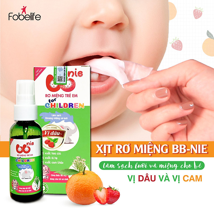 Xịt Rơ Miệng Lưỡi Vị Cam Dâu BBNIE Chính hãng Giá tốt - Hình ảnh 3