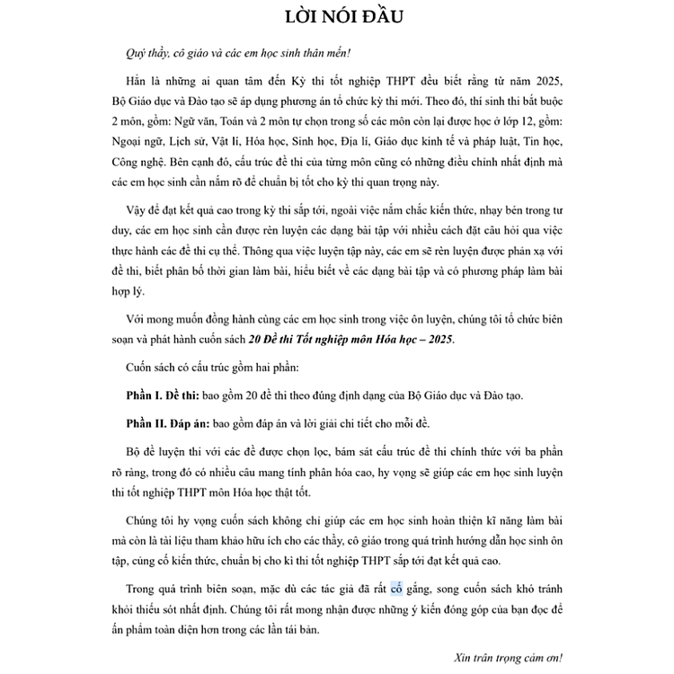 20 Đề Thi Tốt Nghiệp Môn Hóa Học (Sách Dành Cho Ôn Thi THPT Quốc Gia 2025) - Ảnh 2