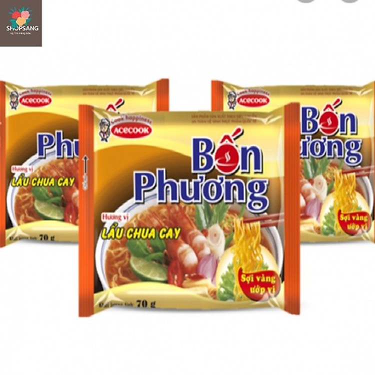 Thùng 30 gói Mì Bốn phương - Lẩu chua cay