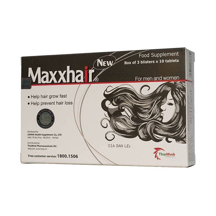Thực phẩm bảo vệ sức khỏe Maxxhair - Giúp kích thích mọc tóc, giảm tóc gãy rụng (Tặng kèm khăn lau xanh)