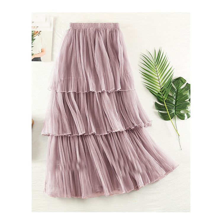 Chân váy voan lưới mềm 3 tầng dáng dài dễ thương VAY28 Free size