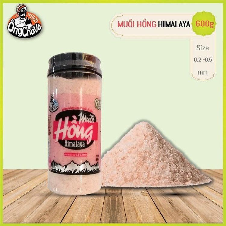 Muối hồng Himalaya 600gram Ông Chà Và (Hạt nhỏ 0.2 - 0.5mm)-Dạng hũ-Himalayan Pink Salt