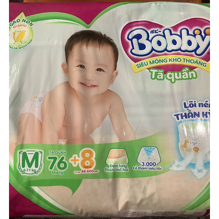 Tã Quần Bobby Size M 76 Miếng Đảm bảo Tiết kiệm