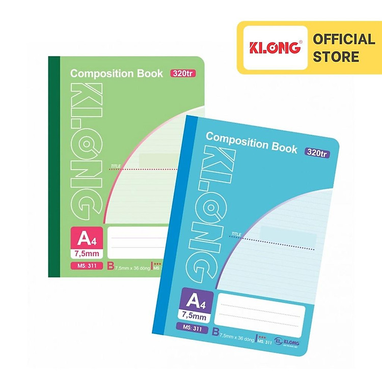 Sổ Kẻ Ngang May Dán Gáy Composition Book KLONG A4 (320 trang)