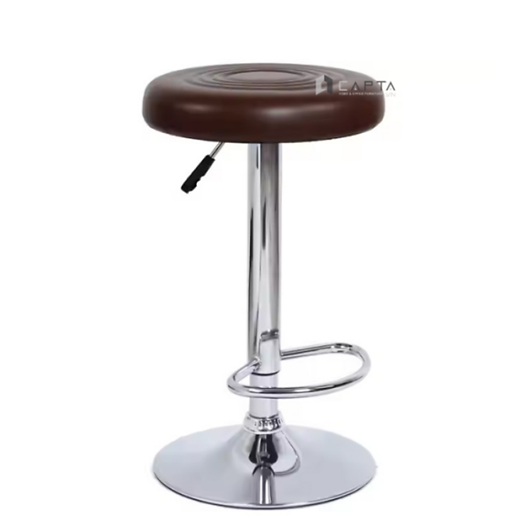 Ghế bar nệm tròn không tựa CB2256-P Nội thất Capta Ghế quầy bar nệm pvc chân thép mạ chrome tăng giảm tại hcm