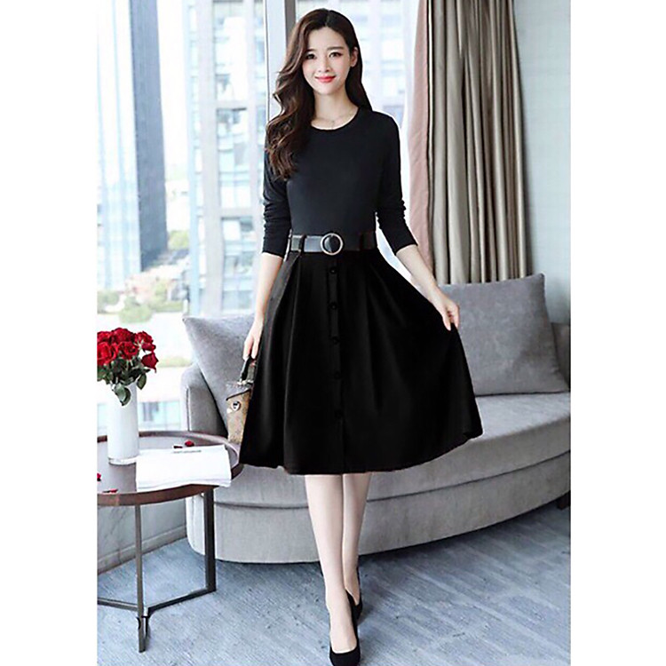 Chân Váy Midi Phối Nút Xinh Đẹp