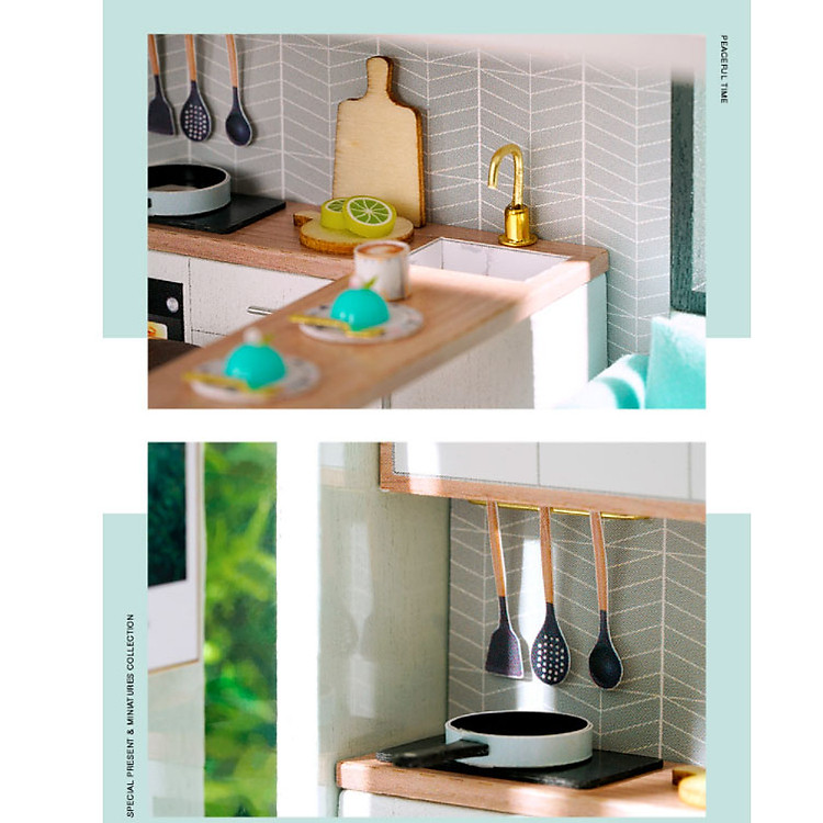 Nhà búp bê gỗ lắp ghép có đèn Chính hãng Ưu đãi - Hình ảnh 4