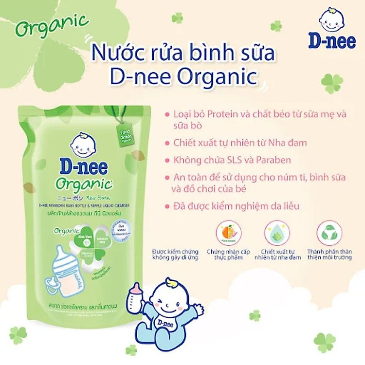 Mua Nước rửa bình sữa D-nee Organic 600ml Chính hãng Giá tốt - Hình ảnh 3