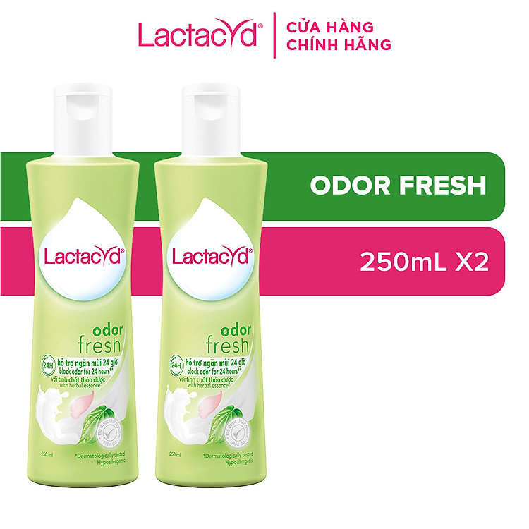 Bộ 2 chai Dung Dịch Vệ Sinh Phụ nữ Lactacyd Odor Fresh Ngăn Mùi 24H 250ml/chai