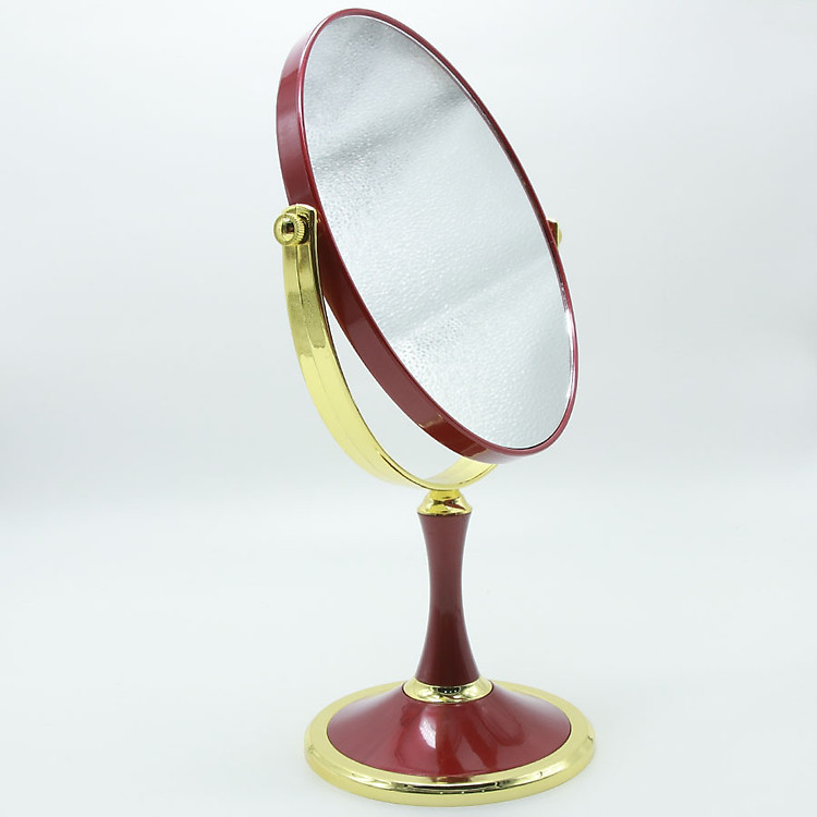 Gương trang điểm hoàng gia 2 mặt sang trọng -màu đỏ - Tặng 1 lọ tinh dầu oải hương 10ml