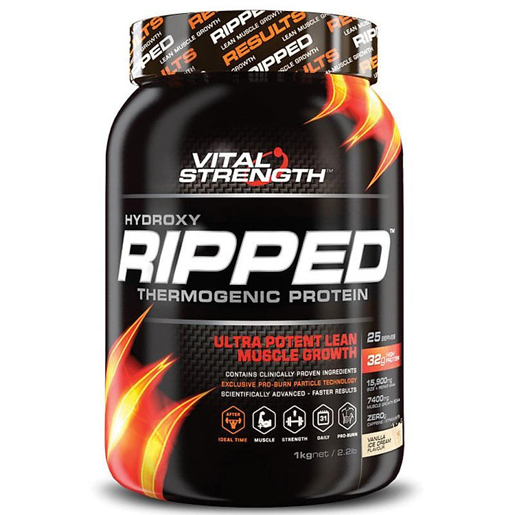 VitalStrength Hydroxy Ripped Workout Protein Powder 1Kg Vanilla
