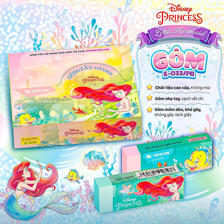 Gôm Tẩy Disney Công Chúa Ariel Thiên Long E-033/PR