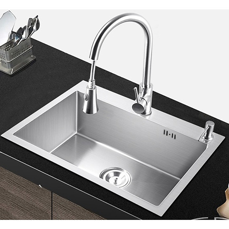 combo chậu rửa bát 1 hố kèm vòi rửa bát rút dây