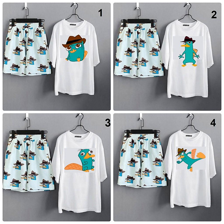 Set áo quần thú mỏ vịt Perry cartoon hoạt hình unisex