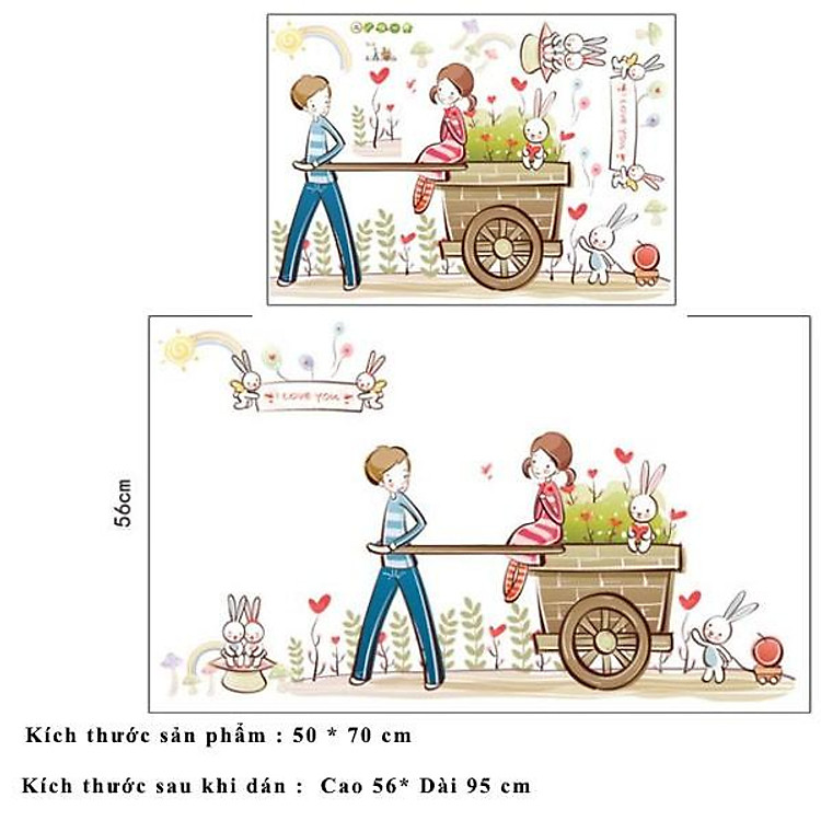 Sticker Decal Dán Tường Xe Kéo Hoa AY7094 - Ảnh 4