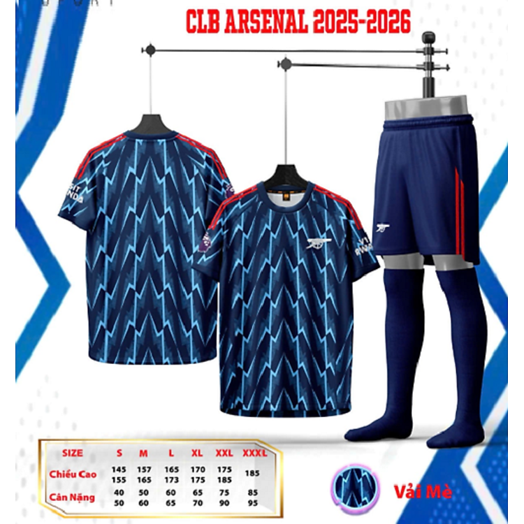 Bộ Quần Áo Bóng Đá Người Lớn - Arsenal 25/26 ( Vải Mè )