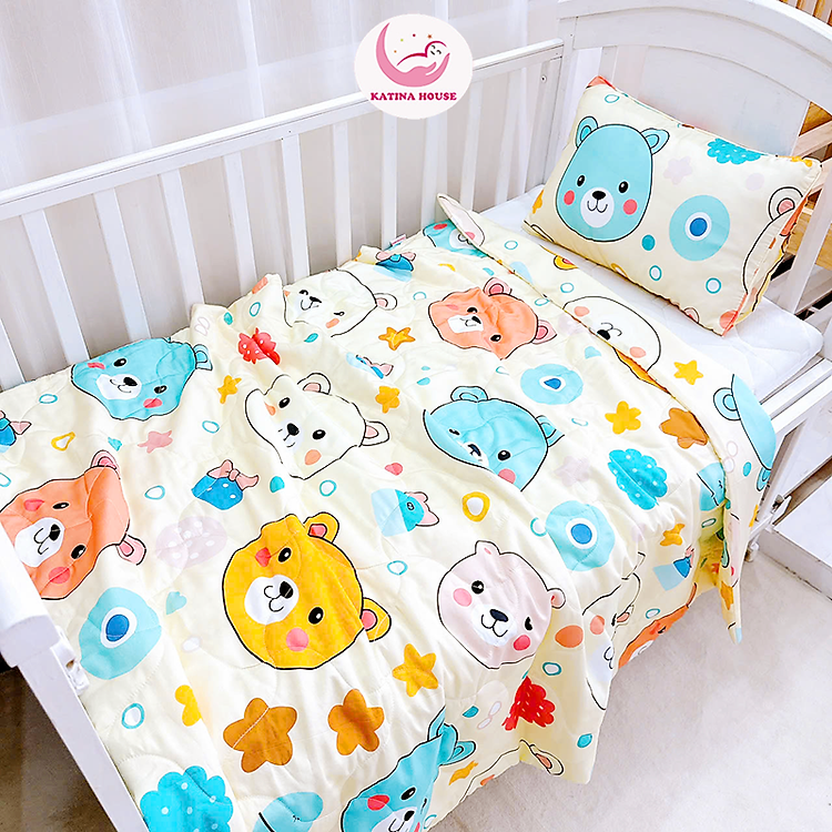 Bộ mền gối cho bé đi học Katina House, vải Tencel cao cấp mềm, mát lạnh, phù hợp 1-6t