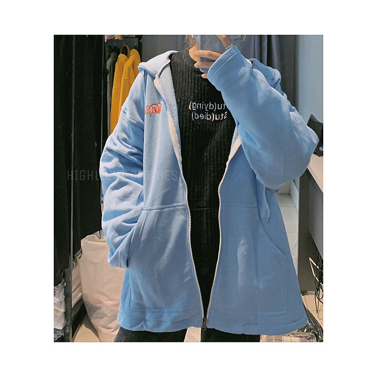 Áo Khoác Thun Nỉ Unisex Dây Kéo Form Rộng In Họa Tiết Ngực BANANA LV25