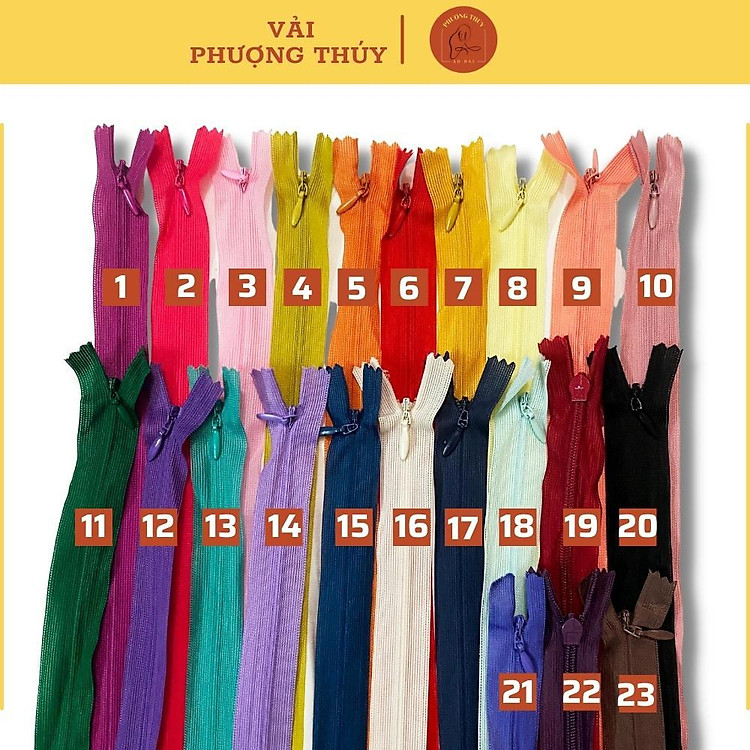 Khóa giọt lệ dài 60cm PHƯỢNG THÚY khóa kéo chắc chắn, mềm, trơn dễ may