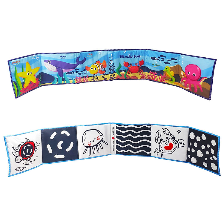 Quây nôi sách vải Pipovietnam kích thích thị giác - Song ngữ Anh Việt - Chủ đề Sinh Vật biển