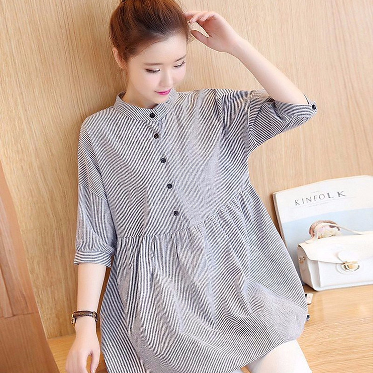 Áo Bầu Sọc Cổ Trụ TD191