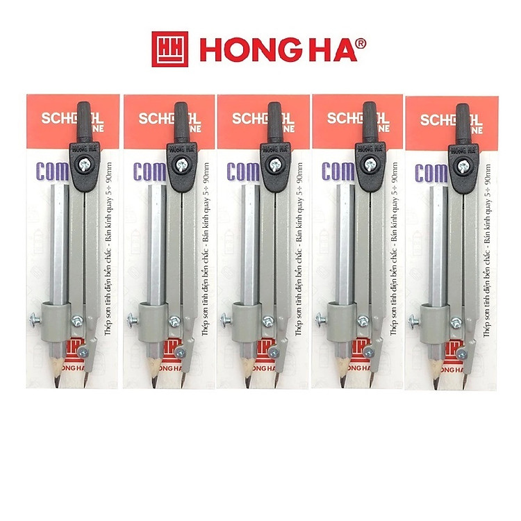 Combo 5 compa chì gỗ Hồng Hà 3215 / Compa học sinh 3215 dùng chì gỗ