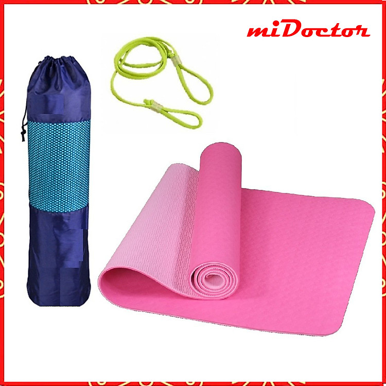 Thảm Tập YoGa TPE Dày 6mm Gym miDoctor + Bao Thảm Tập Yoga + Dây Thảm Tập Yoga (Túi, Dây Giao Màu Ngẫu Nhiên)
