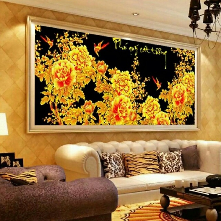 TRANH THÊU PHÚ QUÝ CÁT TƯỜNG 222564 (136×55CM ) chưa thêu