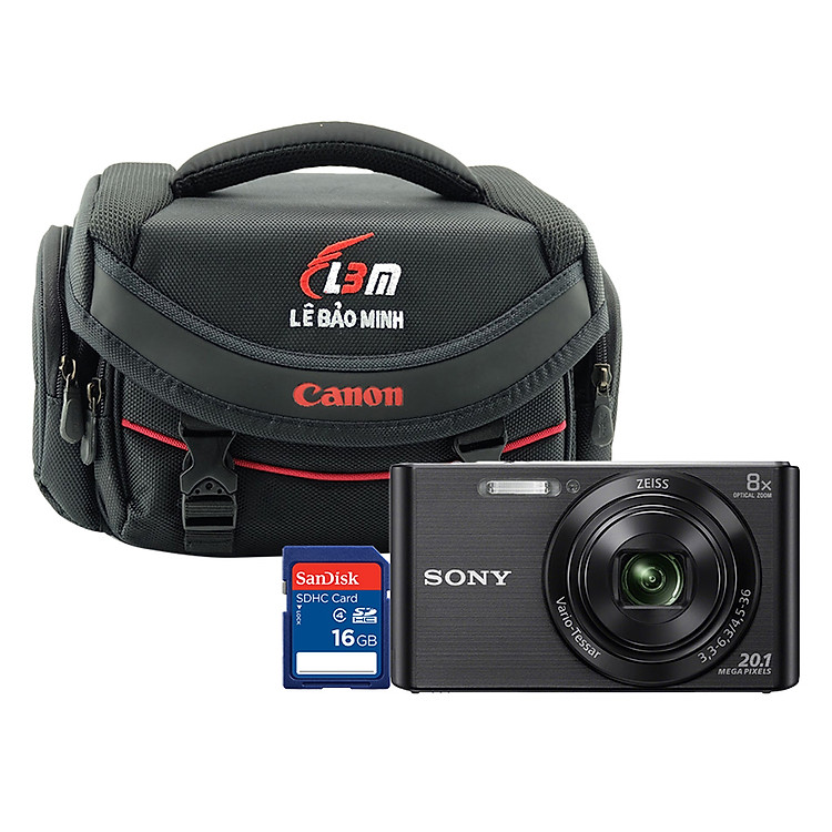 Combo Máy Ảnh Sony Cybershot DSC-W830 - Tặng Thẻ 16GB + Túi - Hàng Chính Hãng