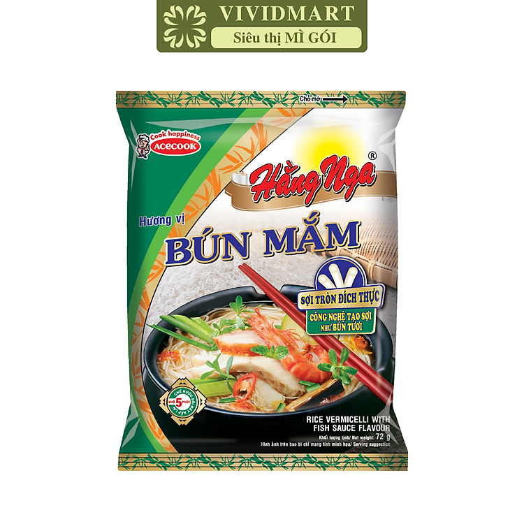 ACECOOK - Bún mắm Hằng Nga, Hằng Nga Bún mắm, Bún Hằng Nga hương vị Bún mắm, Bún mắm Acecook (72g/gói)